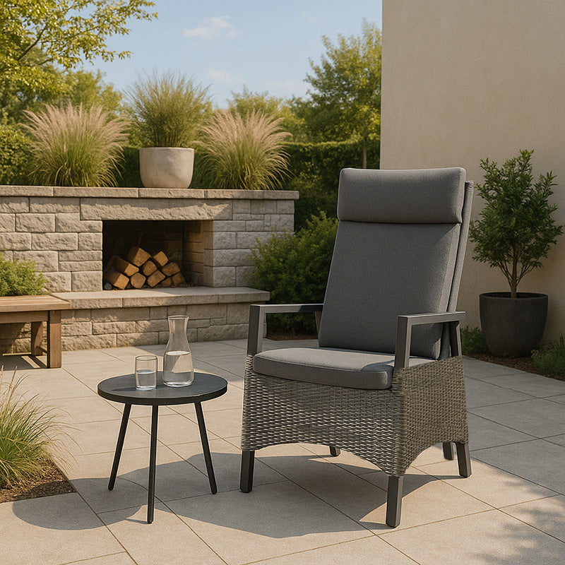 Modern Minimalist Rectangular Cushion Polyethylene Rattan Aluminum Polyester Fabric Sponge Outdoor Chair Backrest Armrest For Garden