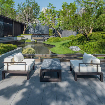 Modern Minimalist Rectangular Aluminum Alloy Fabric Sponge Accent Chair Backrest Armrest For Outdoor Patio