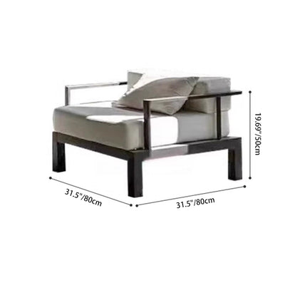 Modern Minimalist Rectangular Aluminum Alloy Fabric Sponge Accent Chair Backrest Armrest For Outdoor Patio