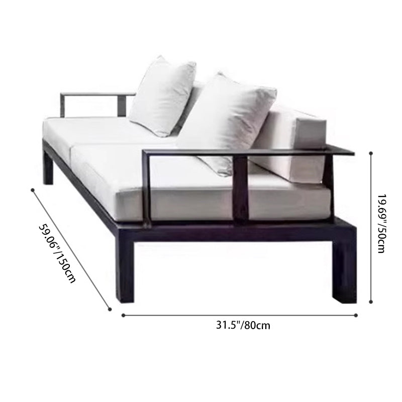 Moderno Minimalista Rectangular Aleación de Aluminio Tela de Esponja Silla de Acento Respaldo Reposabrazos Para Patio Exterior 