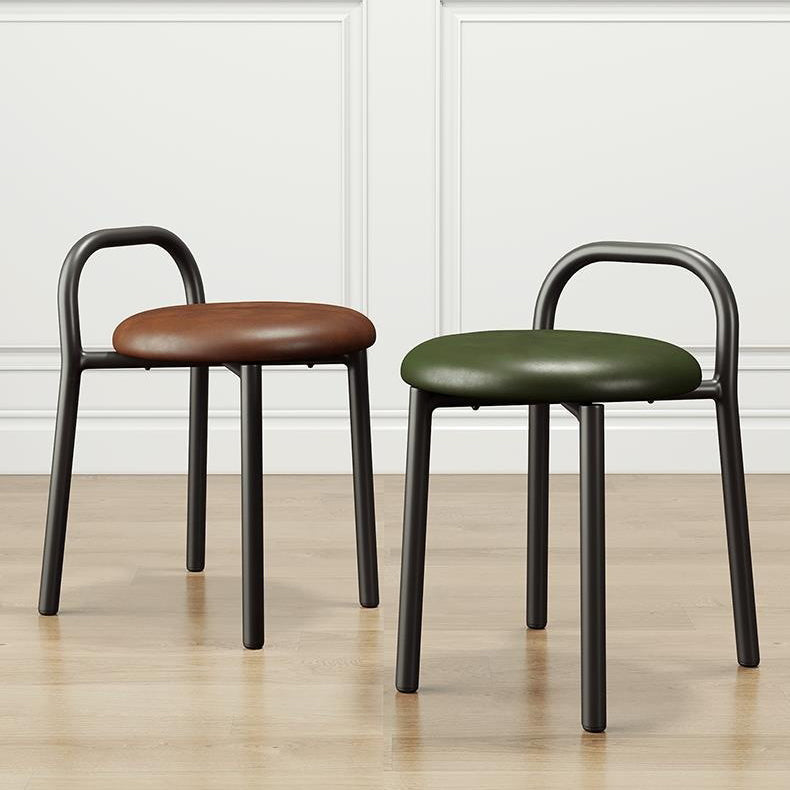 Modern Minimalist Round Cushion Velvet Fabric Synthetic Leather Metal Sponge Dining Chair Backrest For Dining Room