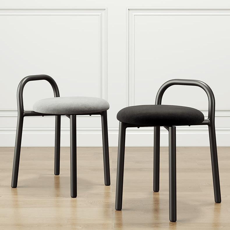 Modern Minimalist Round Cushion Velvet Fabric Synthetic Leather Metal Sponge Dining Chair Backrest For Dining Room