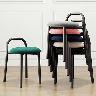 Modern Minimalist Round Cushion Velvet Fabric Synthetic Leather Metal Sponge Dining Chair Backrest For Dining Room