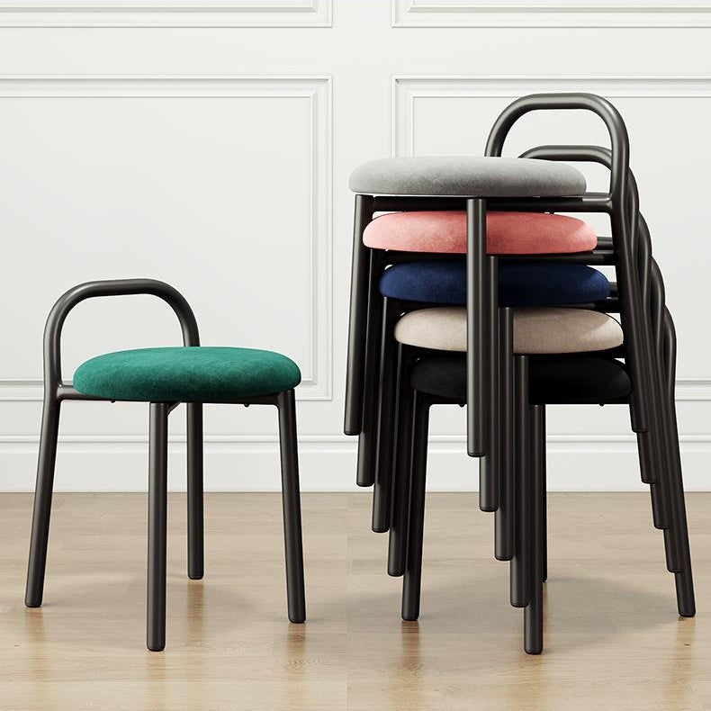 Modern Minimalist Round Cushion Velvet Fabric Synthetic Leather Metal Sponge Dining Chair Backrest For Dining Room