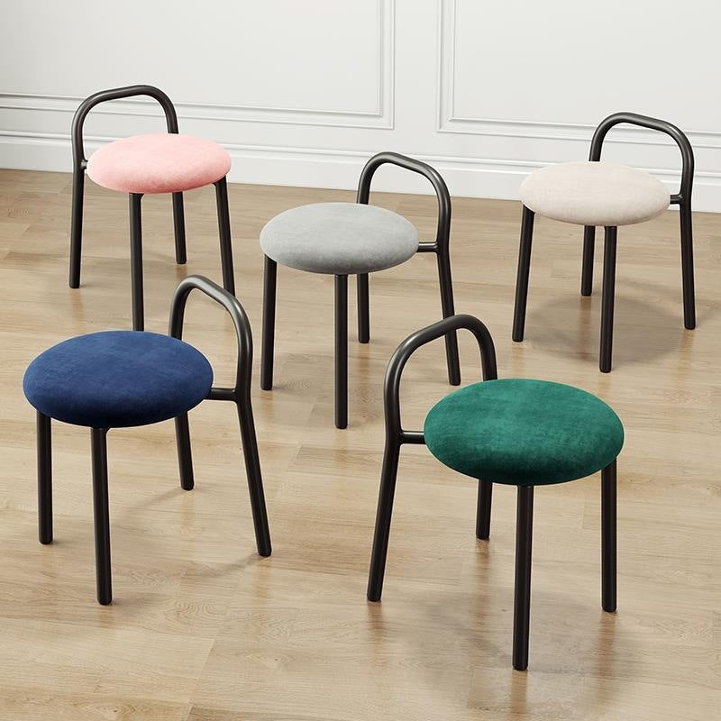 Modern Minimalist Round Cushion Velvet Fabric Synthetic Leather Metal Sponge Dining Chair Backrest For Dining Room