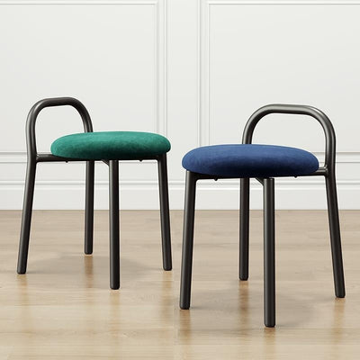 Modern Minimalist Round Cushion Velvet Fabric Synthetic Leather Metal Sponge Dining Chair Backrest For Dining Room