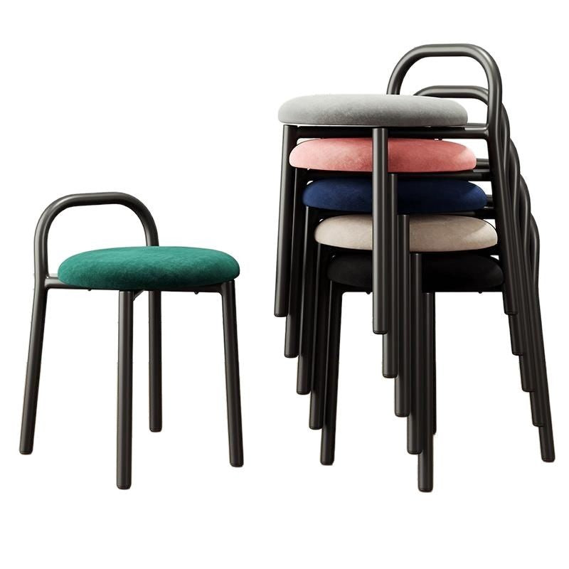 Modern Minimalist Round Cushion Velvet Fabric Synthetic Leather Metal Sponge Dining Chair Backrest For Dining Room