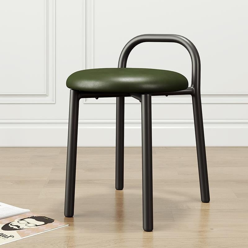 Modern Minimalist Round Cushion Velvet Fabric Synthetic Leather Metal Sponge Dining Chair Backrest For Dining Room