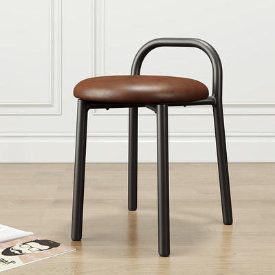 Modern Minimalist Round Cushion Velvet Fabric Synthetic Leather Metal Sponge Dining Chair Backrest For Dining Room