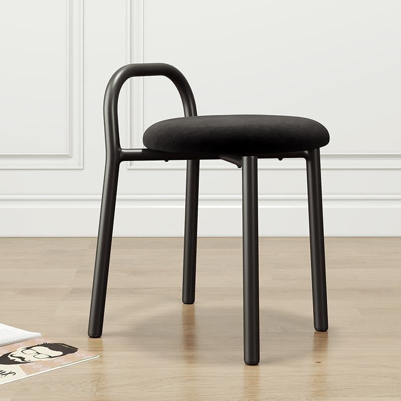 Modern Minimalist Round Cushion Velvet Fabric Synthetic Leather Metal Sponge Dining Chair Backrest For Dining Room