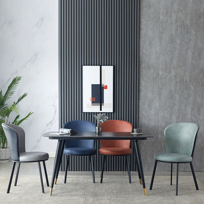 Modern Minimalist Round Seat Cushion Tech Fabric Carbon Steel Sponge Dining Chair Backrest For Dining Room