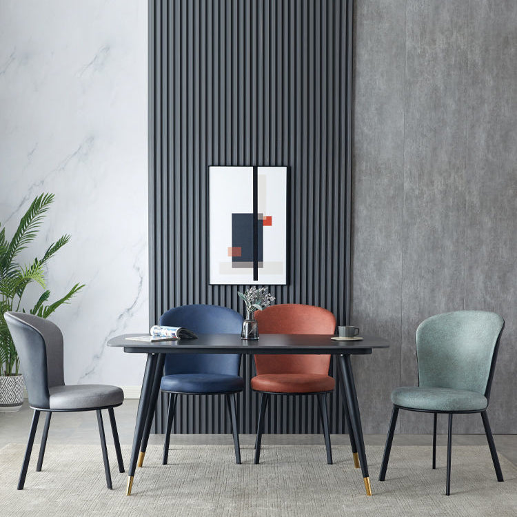 Modern Minimalist Round Seat Cushion Tech Fabric Carbon Steel Sponge Dining Chair Backrest For Dining Room