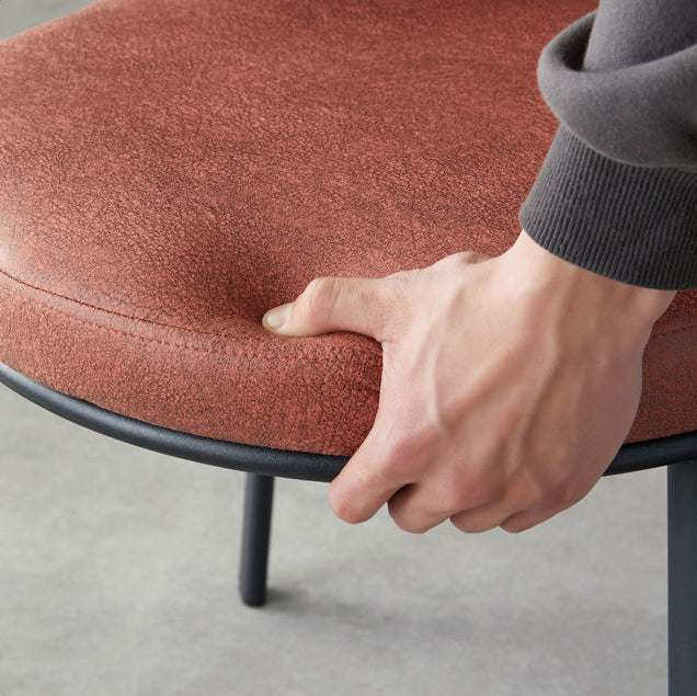 Modern Minimalist Round Seat Cushion Tech Fabric Carbon Steel Sponge Dining Chair Backrest For Dining Room