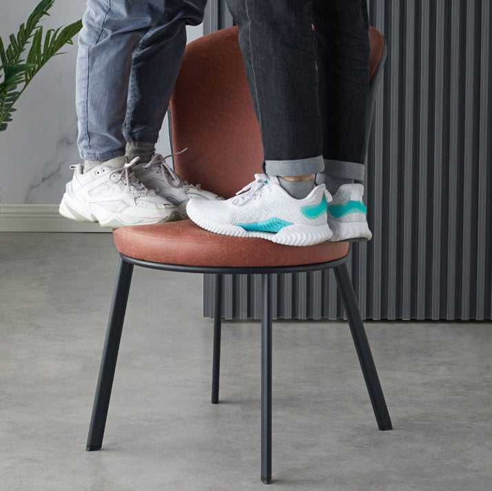 Modern Minimalist Round Seat Cushion Synthetic Fabric Carbon Steel Sponge Dining Chair Backrest For Dining Room