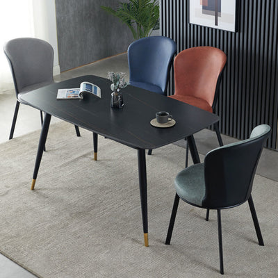 Modern Minimalist Round Seat Cushion Tech Fabric Carbon Steel Sponge Dining Chair Backrest For Dining Room