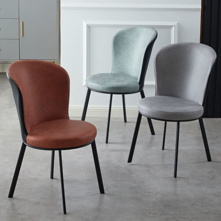 Modern Minimalist Round Seat Cushion Synthetic Fabric Carbon Steel Sponge Dining Chair Backrest For Dining Room