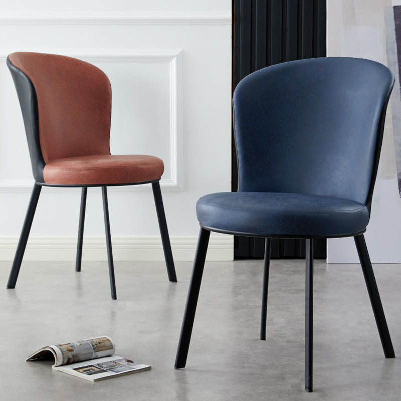 Modern Minimalist Round Seat Cushion Synthetic Fabric Carbon Steel Sponge Dining Chair Backrest For Dining Room