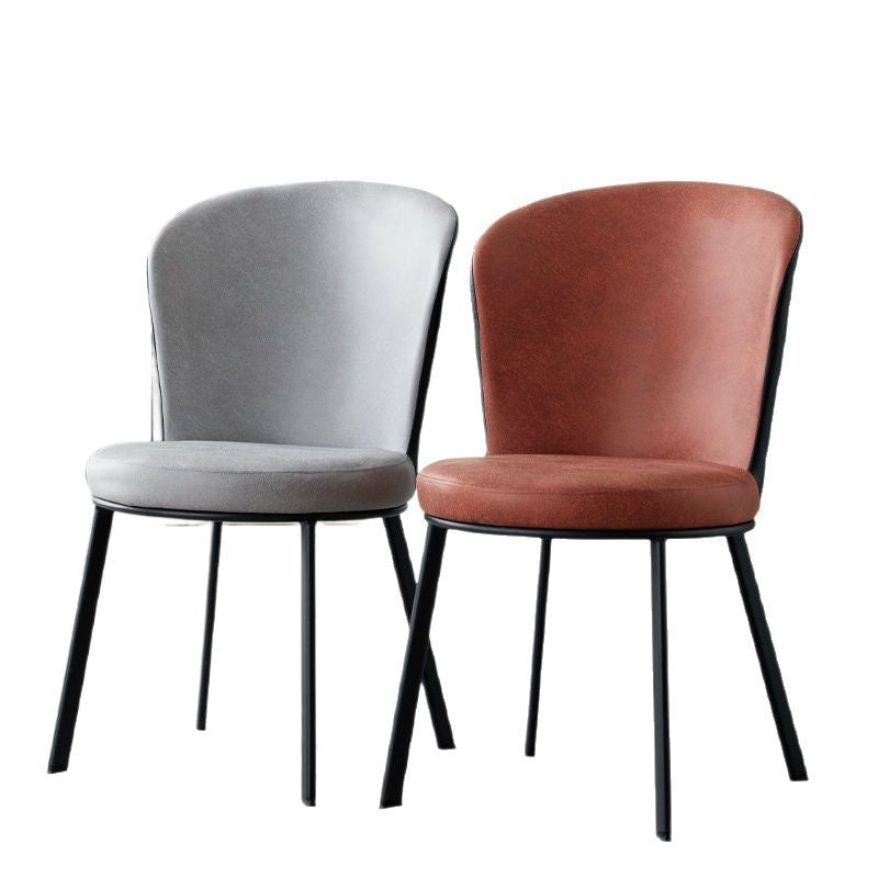 Modern Minimalist Round Seat Cushion Tech Fabric Carbon Steel Sponge Dining Chair Backrest For Dining Room