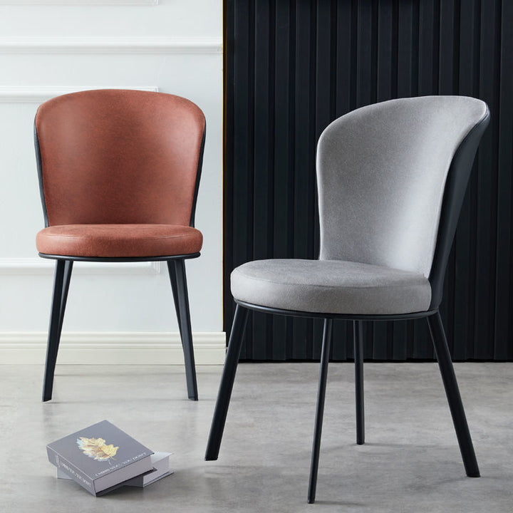 Modern Minimalist Round Seat Cushion Synthetic Fabric Carbon Steel Sponge Dining Chair Backrest For Dining Room