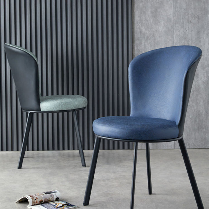 Modern Minimalist Round Seat Cushion Synthetic Fabric Carbon Steel Sponge Dining Chair Backrest For Dining Room