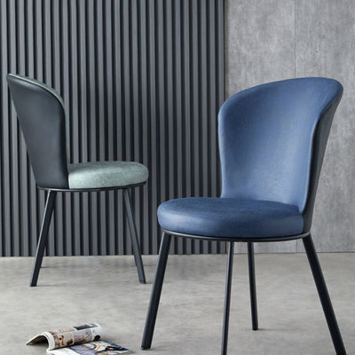 Modern Minimalist Round Seat Cushion Tech Fabric Carbon Steel Sponge Dining Chair Backrest For Dining Room