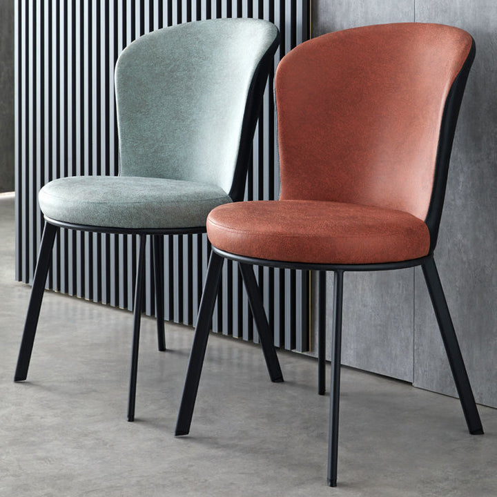 Modern Minimalist Round Seat Cushion Synthetic Fabric Carbon Steel Sponge Dining Chair Backrest For Dining Room