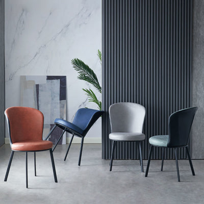 Modern Minimalist Round Seat Cushion Tech Fabric Carbon Steel Sponge Dining Chair Backrest For Dining Room