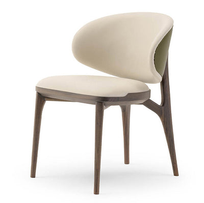 Modern Minimalist Curved Microfiber Leather Solid Wood Sponge Dining Chair For Dining Room