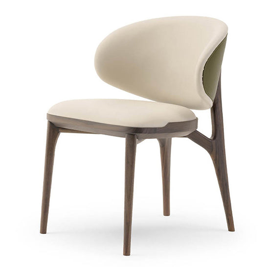 Modern Minimalist Curved Microfiber Leather Solid Wood Sponge Dining Chair For Dining Room