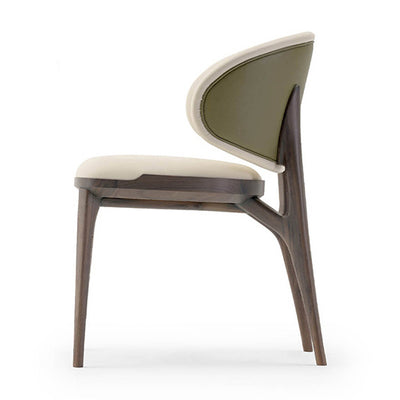 Modern Minimalist Curved Microfiber Leather Solid Wood Sponge Dining Chair For Dining Room