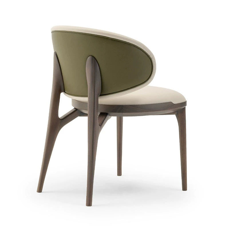 Modern Minimalist Curved Microfiber Leather Solid Wood Sponge Dining Chair For Dining Room