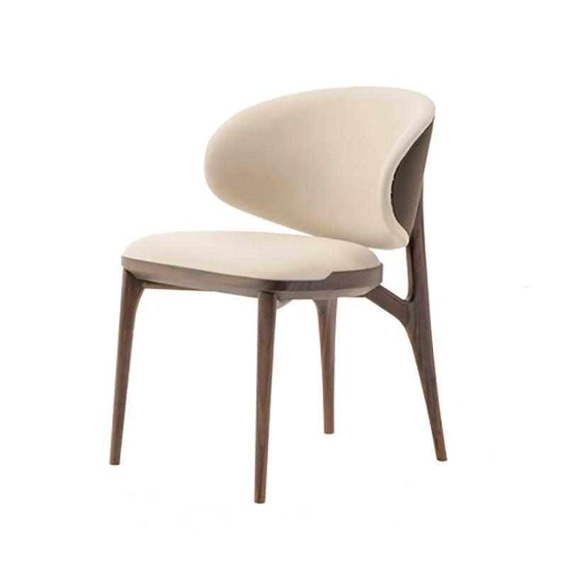Modern Minimalist Curved Microfiber Leather Solid Wood Sponge Dining Chair For Dining Room