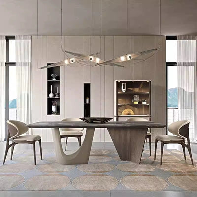 Modern Minimalist Curved Microfiber Leather Solid Wood Sponge Dining Chair For Dining Room