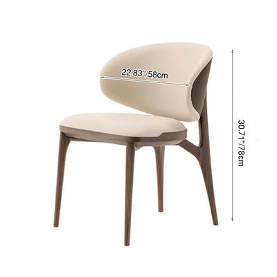Modern Minimalist Curved Microfiber Leather Solid Wood Sponge Dining Chair For Dining Room