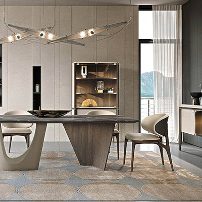 Modern Minimalist Curved Microfiber Leather Solid Wood Sponge Dining Chair For Dining Room