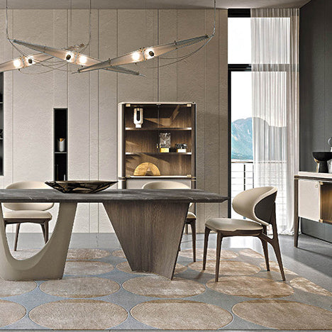 Modern Minimalist Curved Microfiber Leather Solid Wood Sponge Dining Chair For Dining Room