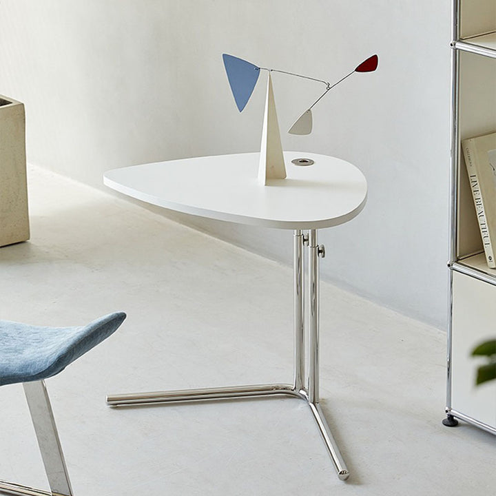 Modern Minimalist Triangular Stainless Steel Fireproof Panel End Table 2-Leg Adjustable For Living Room