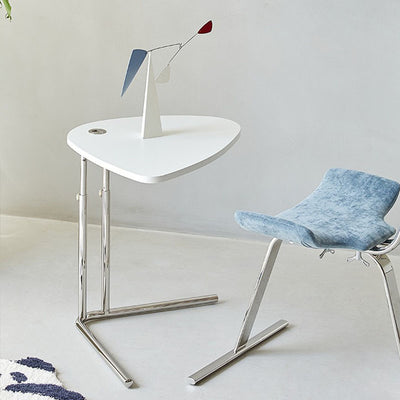 Modern Minimalist Triangular Stainless Steel Fireproof Panel End Table 2-Leg Adjustable For Living Room