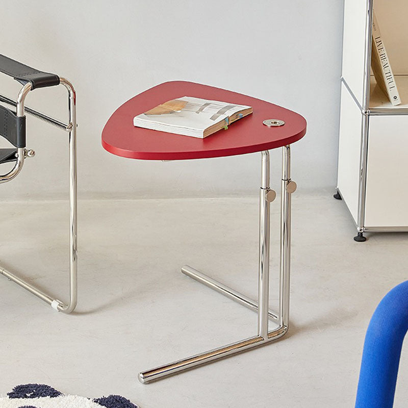 Modern Minimalist Triangular Stainless Steel Fireproof Panel End Table 2-Leg Adjustable For Living Room