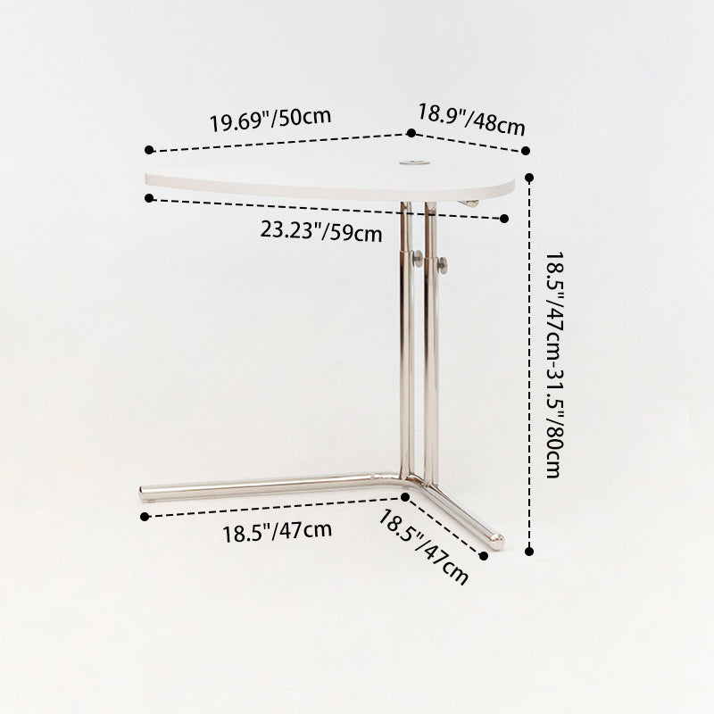 Modern Minimalist Triangular Stainless Steel Fireproof Panel End Table 2-Leg Adjustable For Living Room
