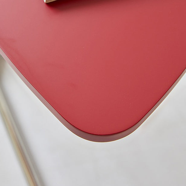 Modern Minimalist Triangular Stainless Steel Fireproof Panel End Table 2-Leg Adjustable For Living Room