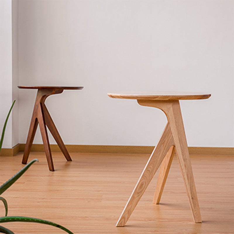 Modern Minimalist Round Solid Wood End Table 3-Leg For Living Room