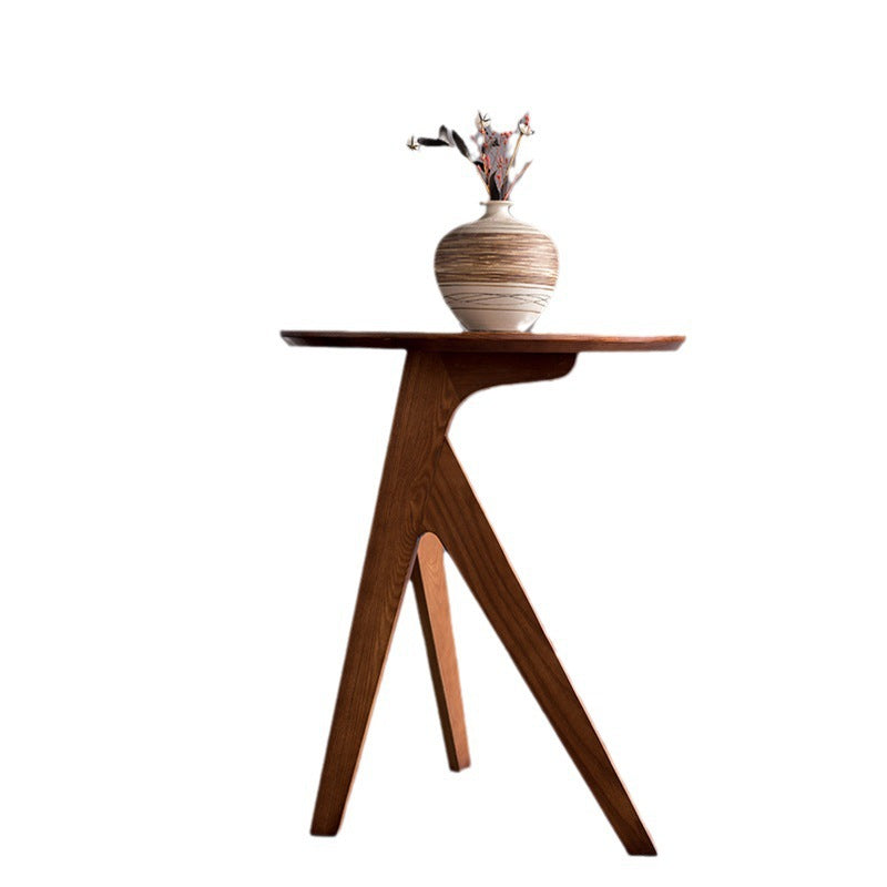 Modern Minimalist Round Solid Wood End Table 3-Leg For Living Room