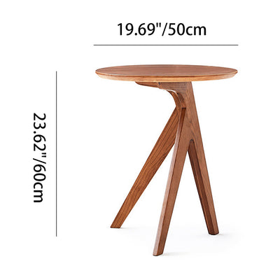 Modern Minimalist Round Solid Wood End Table 3-Leg For Living Room