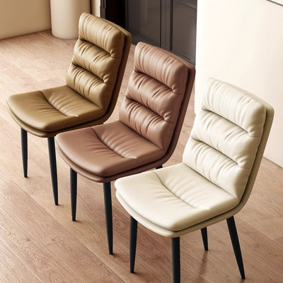 Modern Minimalist Curved Microfiber Leather Solid Wood Panel Carbon Steel Sponge Dining Chair Backrest For Dining Room