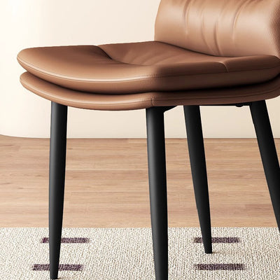 Modern Minimalist Curved Microfiber Leather Solid Wood Panel Carbon Steel Sponge Dining Chair Backrest For Dining Room