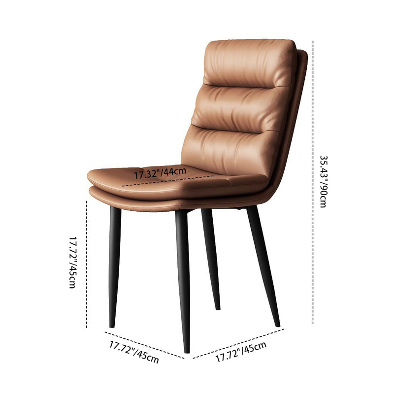 Modern Minimalist Curved Microfiber Leather Solid Wood Panel Carbon Steel Sponge Dining Chair Backrest For Dining Room