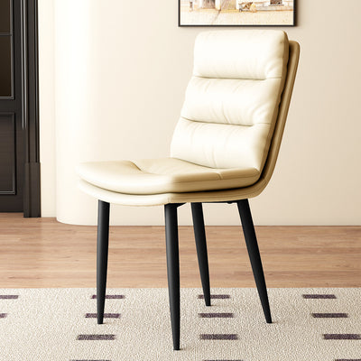Modern Minimalist Curved Microfiber Leather Solid Wood Panel Carbon Steel Sponge Dining Chair Backrest For Dining Room