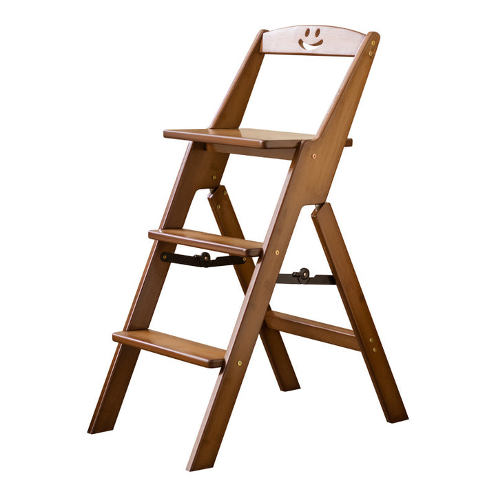 Moderner minimalistischer A-förmiger Bambus-Trittstuhl mit Rückenlehne, klappbar für das Esszimmer 