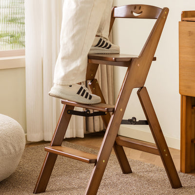 Modern Minimalist A-Shaped Bamboo Step Stool Backrest Foldable For Dining Room